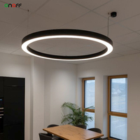Luminaire suspendu LED annulaire profilé 60x80mm, diamètre 1,5m, pour bureaux et projets intérieurs