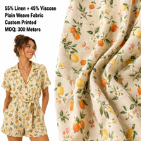 Tissu en lin et viscose, mélange de rayonne et de lin, imprimé numérique personnalisé, tissé, pour combishorts, vêtements pour femmes, tissu en vrac