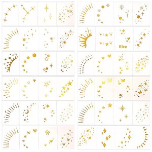Autocollants de tatouage imperméables pour le visage à transfert d'eau géométriques pour les coins des yeux, autocollants de maquillage pour les yeux à paillettes métalliques brillantes et à changement de couleur - Product Image 5