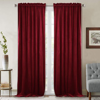 Cortinas Personalizadas de Terciopelo Holandés Color Vino Tinto para Ventanas Planas, Sala de Estar, Dormitorio, Color Sólido, Opacas