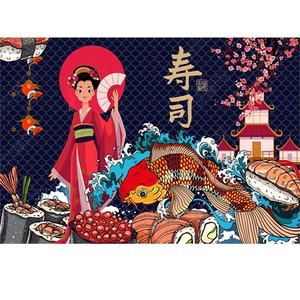 Japanse Stijl Sushi Restaurant Achtergrond Muur Pvc Muur Papier - Product Image 5