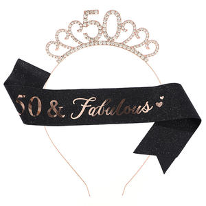 50th Birthday Party Favor Set Crown & Fabulous Sash Regalos de graduación perfectos para mujeres y amigos Y636 - Product Image 2