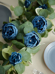 Dây hoa giả trang trí mùa xuân, hoa khuynh diệp cổ điển, hoa mẫu đơn xanh, hoa hồng, dây leo, cây xanh, vật trang trí trung tâm bàn ăn - Product Image 4