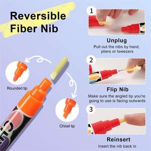 Нетоксичный стираемый двусторонний круглый наконечник 6 мм 8 упаковок для сухого стирания и влажного стирания Жидкий Мел маркер - Product Image 3