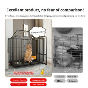 Cage pour chien en fil d'acier durable, rectangulaire, avec revêtement en poudre, pour animaux de grande race, enclos intérieur, design moderne, porte coulissante horizontale - Product Image 5