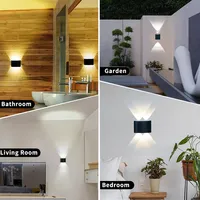 Lámpara LED de pared IP65 resistente al agua, iluminación ascendente y descendente de 2W/4W, lámpara para interiores y exteriores, para sala de estar, escalera, pasillo, decoración de jardín