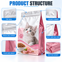 Sachet personnalisé en aluminium pour nourriture pour chatons, scellé sur huit côtés avec fermeture éclair, pour la vente au détail et en gros
