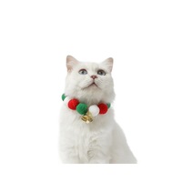 Collier pour animaux de compagnie en polyester élastique avec boucle, motif cloche de Noël transfrontalière et boule en peluche, color block hivernal, best-seller, mignon