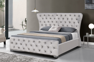 Nhà Máy Bán Buôn OEM Vua Đôi Kích Thước Ánh Sáng Màu Xám Nhung Vải Bọc Nệm Mềm Nền Tảng Giường Với Các Nút - Product Image 3