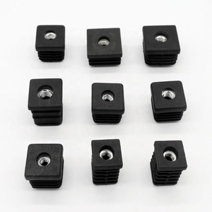 Square <b>Plastic</b> Tube Insert With Threaded Nut, Furniture Square Pipe Leveling Feet Plug, Made in China - Product Image 1