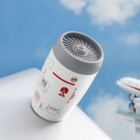 Mug isotherme en acier inoxydable de 350 ml en forme de moteur d'avion, idéal comme cadeau d'entreprise