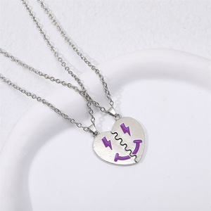 Collar de joyería de moda con colgante de corazón de sonrisa chapado en oro de nuevo estilo con cadenas de moda de diamantes para mejores amigos - Product Image 4