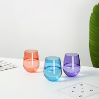 Tasse à jus de boisson incassable de couleur avec logo personnalisé verres à vin rouge en plastique sans pied en verre coloré