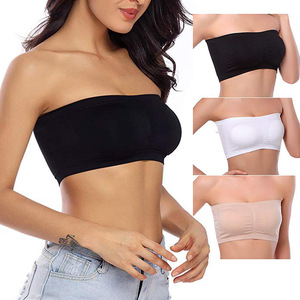 Top de tubo sin tirantes con relleno extraíble de una pieza para mujer, estilo indio, sexy, de nailon - Product Image 1