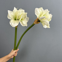 Susunan Bunga Sutra Clivia Amaryllis Hippeastrum Gaya Cina untuk Dekorasi Ruang Tamu Rumah, Hiasan Tengah Meja, Bunga Artificial