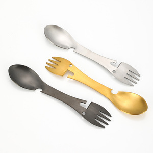 Utensile <span class=keywords><strong>Multifunzione</strong></span> 5-in-1 in Acciaio Inox, Spork con Apribottiglie per Escursionismo e Backpacking - Product Image 2