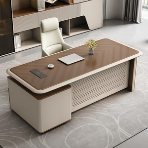 CEO Wood Table Modular Office Furniture Executive <strong>Desk</strong> New Design Modern Table Top <strong>Walnut</strong> Wood Grey Office <strong>Desk</strong> and Chair Set - Product Image 1