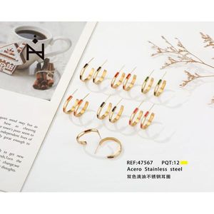 Orecchini a cerchio in acciaio inossidabile placcato oro per donna, gioielli alla moda, idea regalo - Product Image 2