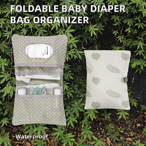 Organizador de Bolsa para Bebê em Tecido de Algodão Resistente à Água, <span class=keywords><strong>Mini</strong></span> Bolsas de Fraldas Dobráveis, Essenciais para Viagens de Recém-Nascidos - Product Image 2