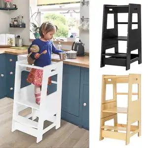 2 в 1 детский стульчик для кормления кухонный помощник Регулируемый Деревянный ступенчатый стул складной повар Монтессори детская обучающая башня