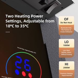 现代52英寸壁挂式发光二极管壁炉加热器木质设计，带遥控2000瓦欧盟插头电源，用于家居装饰 - Product Image 3