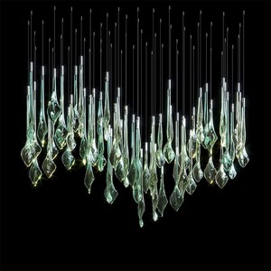Modern Green Glass Crystal Chandelier Custom <strong>Home</strong> Decorative <strong>Hanging</strong> Light <strong>for</strong> Indoor Hotel <strong>Bar</strong> Long Metal Design Bulb Lighting - Product Image 5