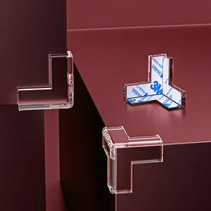 T-Shaped Acrylic <b>Corner</b> Protectors L Shape 3M Adhesive Plastic Edge <b>Guards</b> For Table Safety Protection - Product Image 1