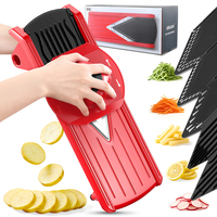 V-vormige plastic PP groentemandoline, handmatige aardappel- en komkommer snijder/hakker met roestvrijstalen messen, makkelijk schoon te maken
