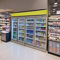 Réfrigérateur vertical 3 portes certifié CE, refroidissement par air, sans givre, avec éclairage supérieur