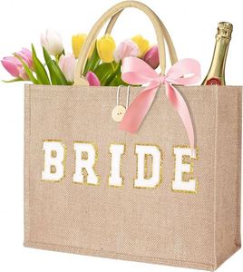 Wholesale Burlap Tote <b>Bag</b> Mini Jute <b>Reusable</b> <b>Bag</b> with Handles Small Blank Canvas Gift Waterproof for Wedding Beach DIY Party - Product Image 1