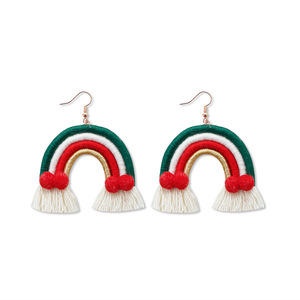 Spring women tassel hoop Earrings Creative Cartoon Bohemian Tassel Braided Handmade Earrings Wholesale christmas <strong>jewelry</strong> - Product Image 5