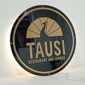 ป้ายอะคริลิคทรงกลมแบบกำหนดเอง ป้ายตกแต่งผนังร้านเสริมสวย ป้ายไฟ LED ป้ายโลโก้ธุรกิจอะคริลิค - Product Image 2