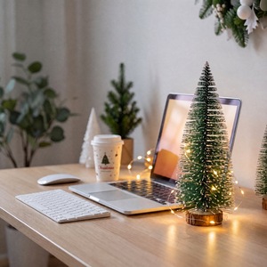Decoraciones Navideñas, Mini Árbol de Abeto Artificial, Agujas de Pino, Adorno de Escritorio Interior, Nieve Artificial, Pequeña Decoración para Mesa de Hogar u Oficina - Product Image 2