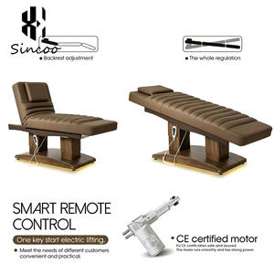 Cama de Masaje de Belleza de Alta Calidad con Acabado de Madera Moderna, Doble Columna, Control por Pedal, 4 Motores, Color Personalizable, Cama Facial para Escuela - Product Image 3