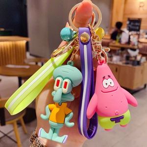 Llavero de PVC de dibujos animados QYS, Bob Esponja y Patricio Estrella, llavero de goma 3D de anime, bonito colgante para bolso, regalo para niños - Product Image 2