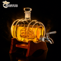 Dispensador de Licor de Vidrio con Diseño de Velero Premium, Base de Madera y Grifo Metálico, Regalo Personalizado para Bar, Dispensador de Whisky