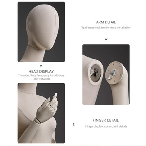 Nữ linen vải mannequin với trắng nhựa cánh tay và đầu màu be dành cho người lớn đầy đủ/nửa cơ thể ăn mặc hình thức mô hình cho vải hiển thị - Product Image 3