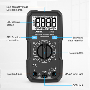 Multímetro digital DM95C 6000 recuentos verdadero valor eficaz rango automático AC/DC voltios amperios ohmios diodo continuidad capacitancia probador multímetro - Product Image 5