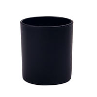 Pot à bougie en verre noir mat avec logo personnalisé, vente en gros, récipient de luxe pour bougies parfumées, marque privée