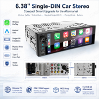 Radio para Auto Flysonic FYDZ de 6.38 Pulgadas con Pantalla Táctil, 1 Din, CarPlay y Android Auto Inalámbricos, Mirror Link/USB/BT/FM, Universal