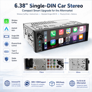 <span class=keywords><strong>Autoradio</strong></span> universel Flysonic FYDZ 6,38 pouces avec écran tactile 1 <span class=keywords><strong>Din</strong></span>, CarPlay et Android Auto sans fil, Mirror Link/USB/BT/FM - Product Image 1