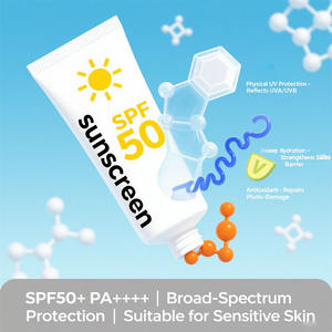 โลชั่นกันแดดคอลลาเจนวีแกนออร์แกนิกปกป้องผิว SPF 50ครีมไร้น้ำมันพร้อมเชียบัตเตอร์ฉลากส่วนตัว - Product Image 3