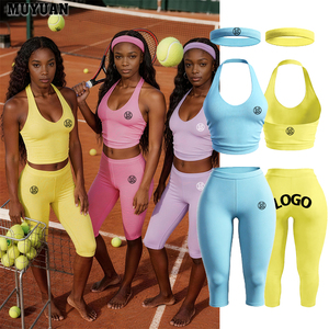 Conjunto Casual de Dos Piezas para <span class=keywords><strong>Mujer</strong></span>, Cuello Halter, Sin Mangas, <span class=keywords><strong>Pantalones</strong></span> Capri, Ropa de <span class=keywords><strong>Verano</strong></span> Suave, Personalizable con Logotipo, OEM, ODM - Product Image 1