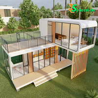 Casa Prefabricada de Dos Pisos, Modelo Vessel House E7, Estructura de Acero Galvanizado, Diseño Moderno Impermeable para Uso en Centros Comerciales y Edificios de Oficinas