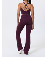 Ensemble de yoga automne/hiver à séchage rapide, haut de fitness dos croisé et legging push-up pour la course/sport, ensemble 2 pièces