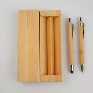 Bamboo Ball Pen and Pencil Gift Sets Business Pen Set in Paper Gift Box