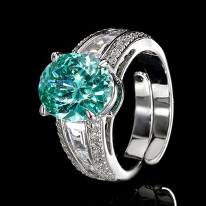 Fashion Jewelry Eco-friendly Copper Oval Cut 10*12MM Red Cubic Zirconia Chunky Statement Open <b>Adjustable</b> <b>Rings</b> for Women - Product Image 4