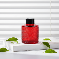 Flacon diffuseur de parfum en verre coloré carré de luxe vide avec bouchon et brosse, surface mate, huile parfumée personnalisée