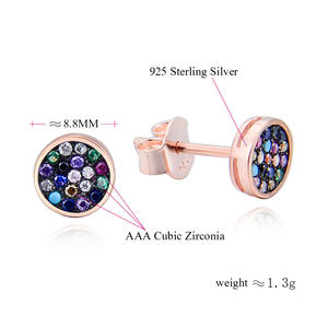 Boucles <span class=keywords><strong>d</strong></span>'oreilles en argent sterling 925 de luxe, style saoudien, serties de pierres multicolores, or <span class=keywords><strong>rose</strong></span> - Product Image 4