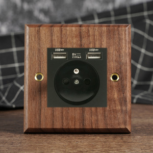 Phổ Retro <span class=keywords><strong>Antique</strong></span> chuyển đổi ánh sáng EU FR UK tiêu chuẩn 220V cổ điển rắn gỗ chuyển đổi ánh sáng thiết bị chuyển mạch và USB Ổ cắm điện - Product Image 6